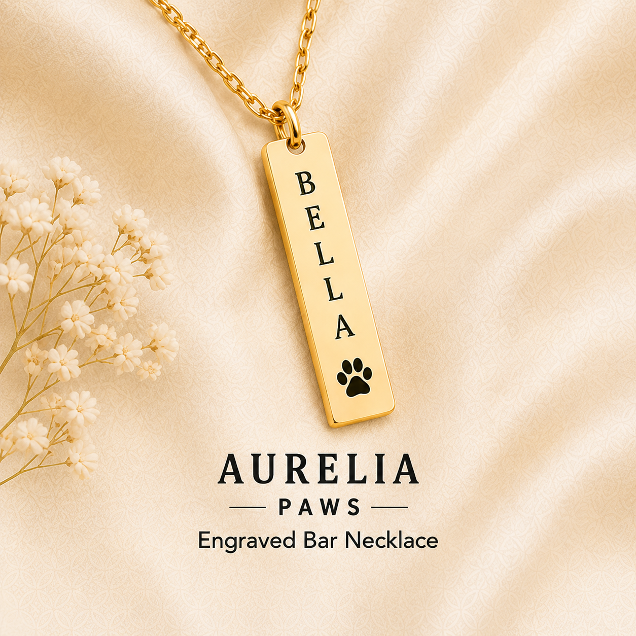 Aurelia Paw ™ Engraved Bar Necklace - Image 11