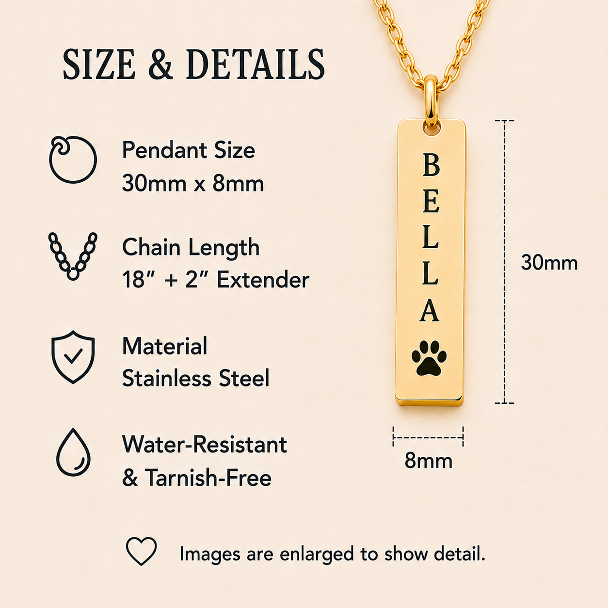 Aurelia Paw ™ Engraved Bar Necklace - Image 16